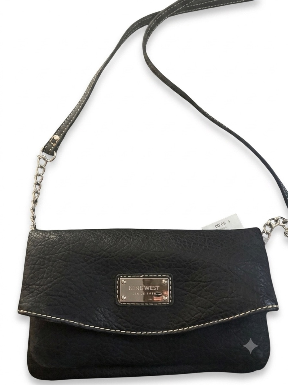 NWT Nine West Black Flap Crossbody Wallet Bag Chain Strap Purse